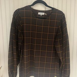 Calvin Klein Dark Brown Checkered Top